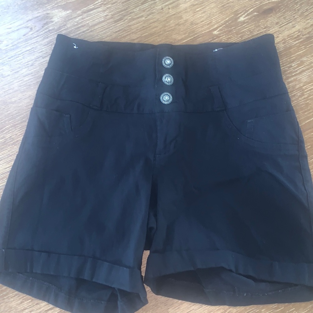 Black shorts size 4 with bling button detail